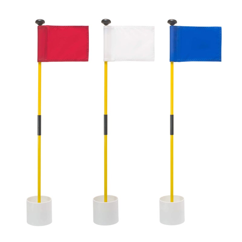 Murray Sporting Goods Golf Flagsticks, Flags and Cups, Set of 3 | Mini Golf Flagsticks with Holes for Putting or Chipping Greens | Putting Green Poles, Cups and Flags in Red, White and Blue (Variety) - Image 1